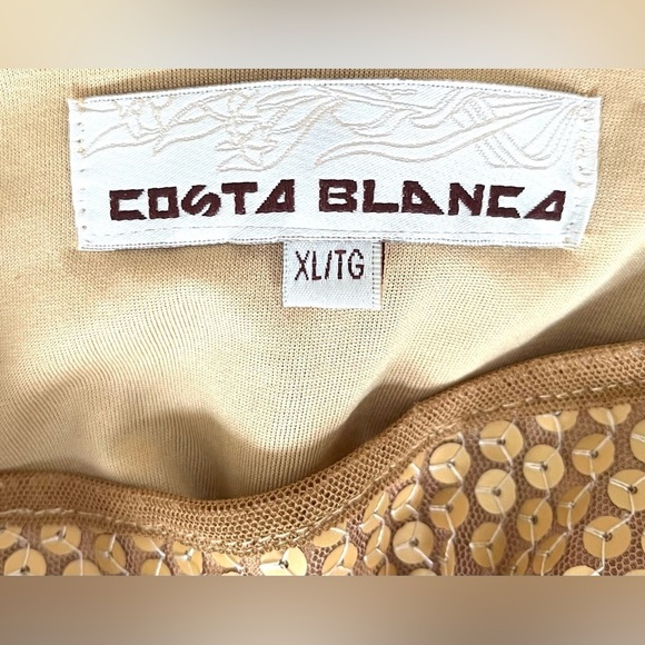 Costa Blanca gold sequin tunic dress / fully lined/  3/4 sleeves 💛💛💛💛In EUC. - Picture 12 of 12